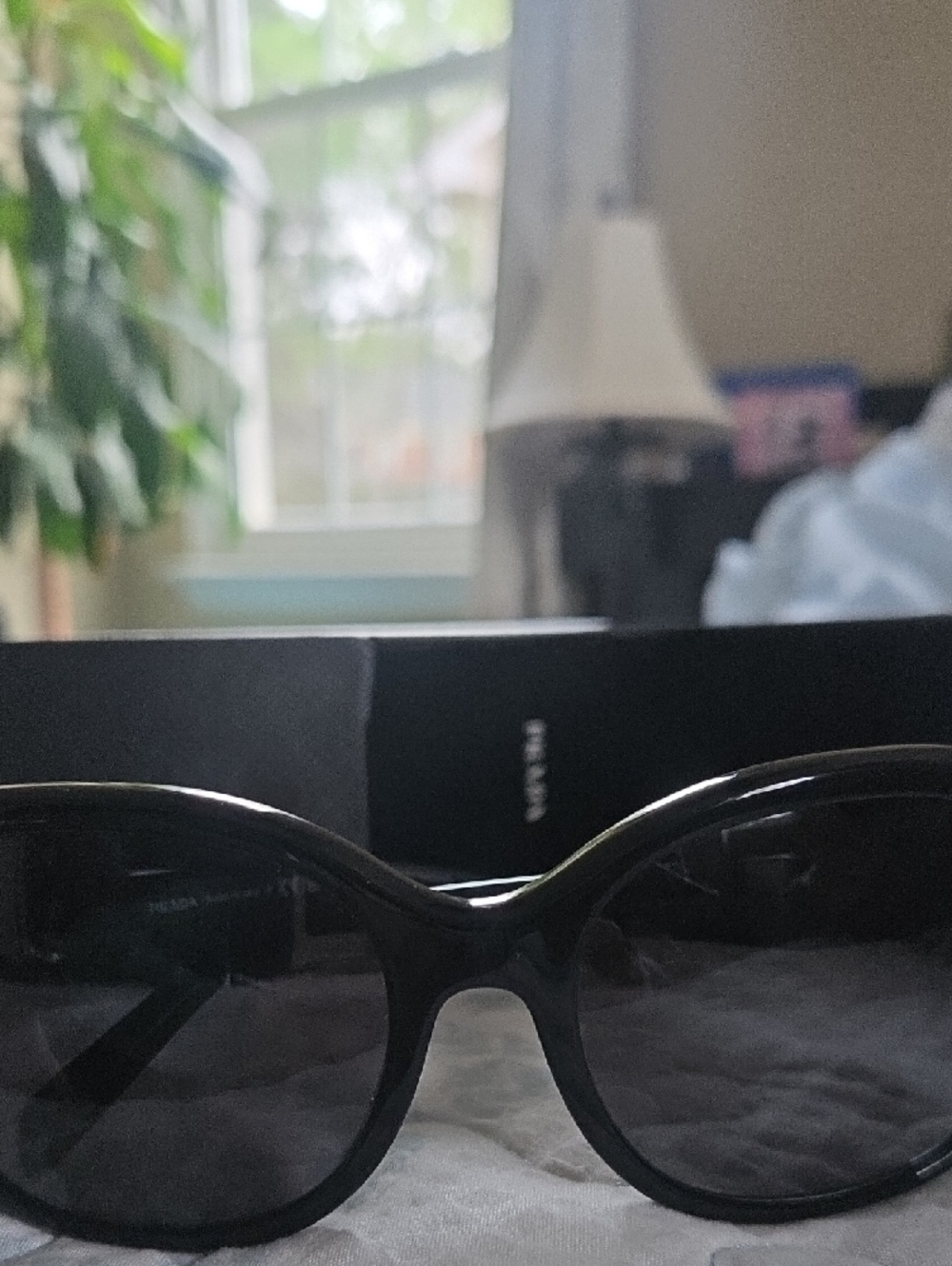 Prada Glossy Black Rounded Frame Sunglasses - Picture 3 of 9